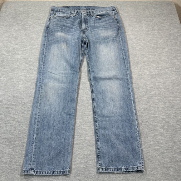 Levis 514 Jeans Mens 34x30 Blue Regular Straight Flap Pockets Mid Rise Med Wash - Picture 1 of 11